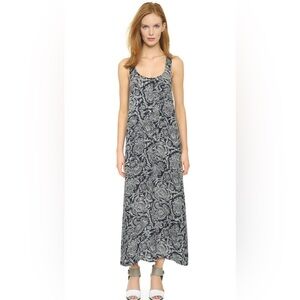 Theory Silk Navy and White Paisley Maxi Dress Small